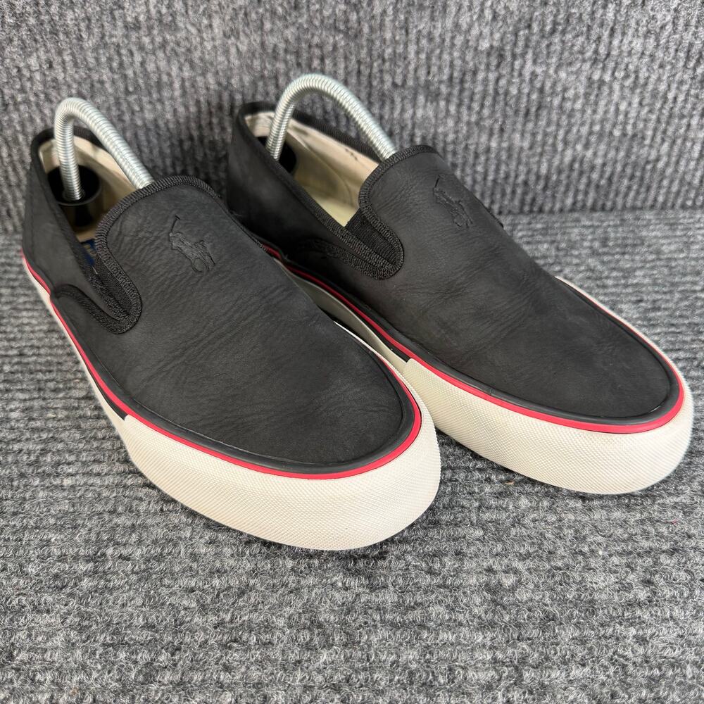 Polo Ralph Lauren Mytton Men’s 8.5 Black Nubuck Slip On Sneakers Shoes